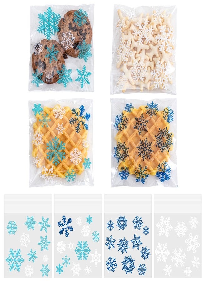 Jocomoni 200pcs Christmas Snowflake Cookies Bags, Clear Self Sealing Cellophane Bags Self-Adhesive Snowflake Cookies Bag Plastic Candy Bags for Bakery Cookies Gift Packing Christmas Party Favor - Image 1